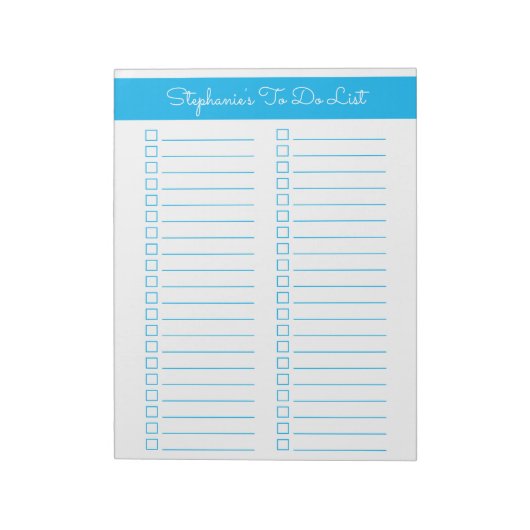 Sky Blue Vertical 8.5x11 Two Column Checklist ノートパッド (回転)