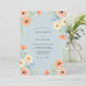 Sky Blue Vibrant Botanical Wedding 招待状 (スタンド正面)