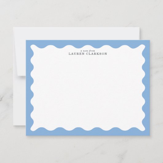 Sky Blue Wavy Frame Note Card 招待状 (正面)