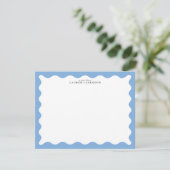 Sky Blue Wavy Frame Note Card 招待状 (スタンド正面)