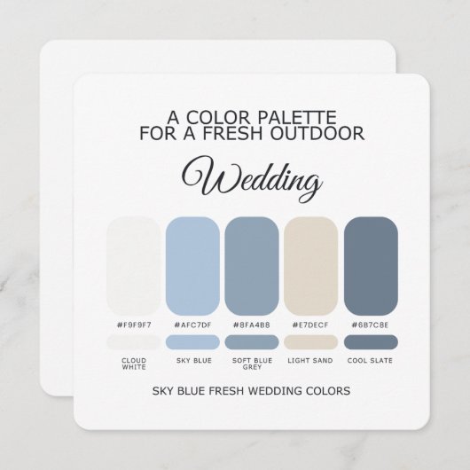 Sky Blue Wedding Color Palette Card 招待状 (正面/裏面)