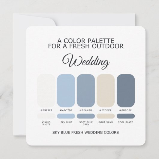 Sky Blue Wedding Color Palette Card 招待状 (裏面)