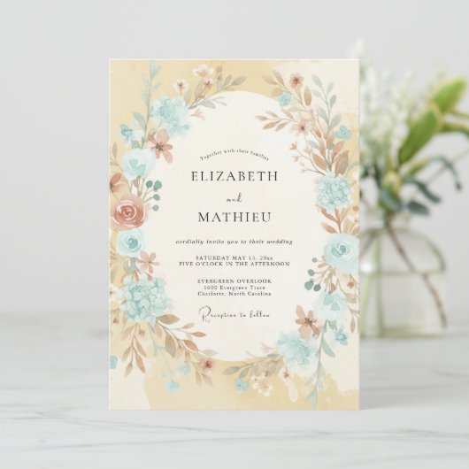 Sky Blue Whimsical Boho Wedding 招待状 (スタンド正面)