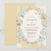 Sky Blue Whimsical Boho Wedding 招待状 (正面/裏面)