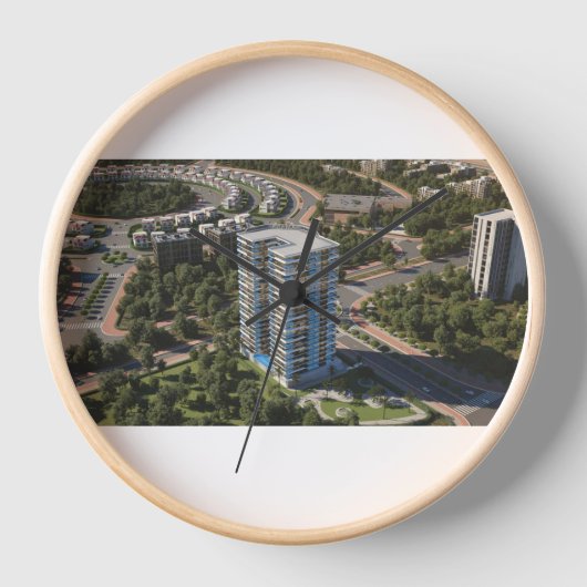 Sky Building Wall Clock – Modern Timepiece 壁時計 (正面)