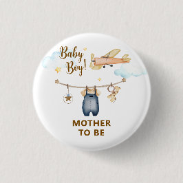 Sky Clothesline Airplane Mother To Be Baby Shower 缶バッジ