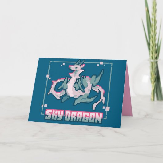 Sky Dragon, happy birthday pixel art サンキューカード (正面)