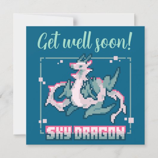 Sky Dragon pixel art Get well soon マグネット招待状 (正面)
