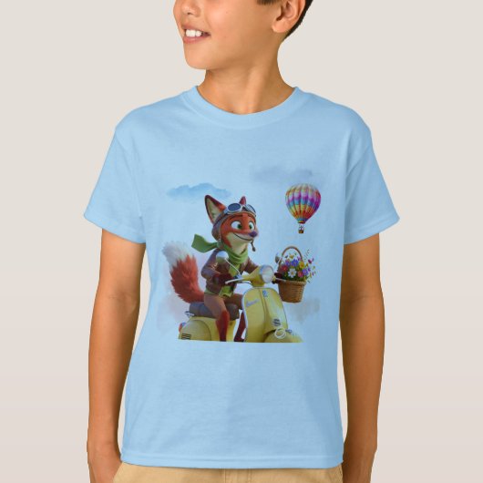 "Sky Fox" Dawn Aviator Cute Animal Adventure Tシャツ (正面)