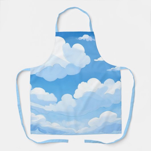 Sky Full of Clouds | Watercolor Blue Sky Painting エプロン (正面)