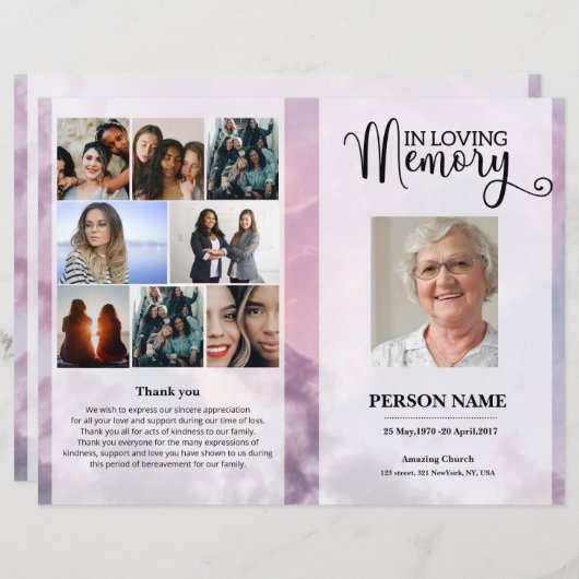 Sky Funeral Program template (正面/裏面)