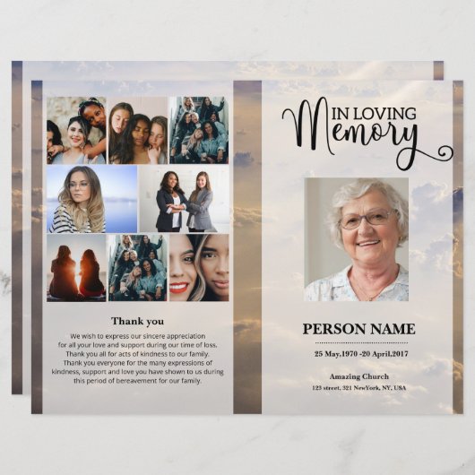 Sky Funeral Program template (正面/裏面)