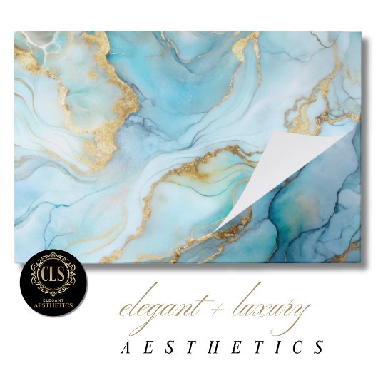 Sky & Gold Marble Decorative Decoupage Art Paper ペーパーパッド