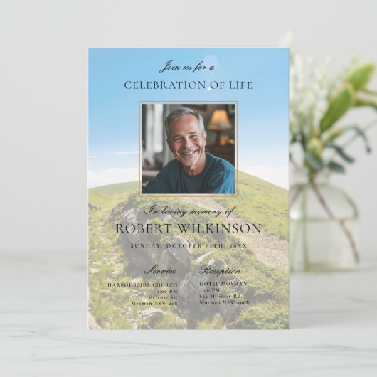 Sky greenery celebration of life Funeral Photo 招待状 (スタンド正面)