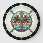 Sky Hues Winged Cross  ラージ壁時計 (正面)