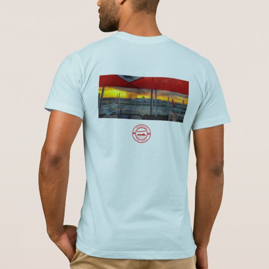 Skyclubからの石のパスポートのスタンプを歩き回ること Tシャツ (裏面)