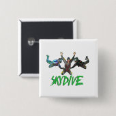 Skydive -緑の文字 缶バッジ (正面&裏面)