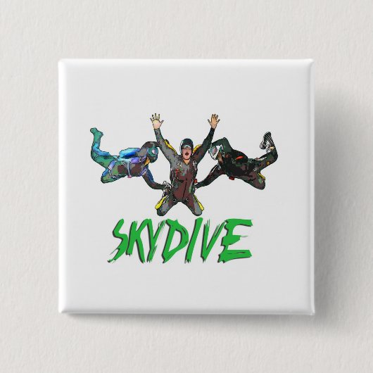 Skydive -緑の文字 缶バッジ (正面)