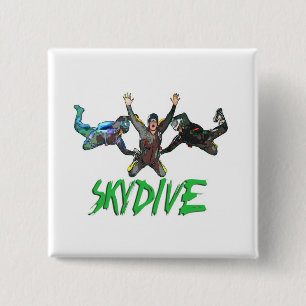 Skydive -緑の文字 缶バッジ