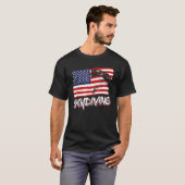 Skydive Parachute Skydiver Parachutist USA Flag Di Tシャツ (正面フル)