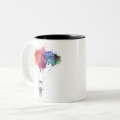 Skydiver、パラシュート。 Skydivingのスポーツ。 落下傘で降りること ツートーンマグカップ (正面左)