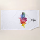 Skydiver、パラシュート。 Skydivingのスポーツ。 落下傘で降りること ビーチタオル (正面)