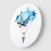 Skydiver、パラシュート。 Skydivingのスポーツ。 落下傘で降りること ラージ壁時計 (傾斜)