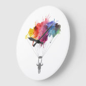 Skydiver、パラシュート。 Skydivingのスポーツ。 落下傘で降りること ラージ壁時計 (傾斜)