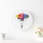 Skydiver、パラシュート。 Skydivingのスポーツ。 落下傘で降りること ラージ壁時計 (ホーム)