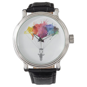 Skydiver、パラシュート。 Skydivingのスポーツ。 落下傘で降りること 腕時計