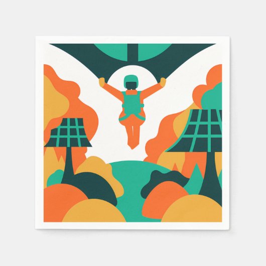 Skydiver Descending Over Solar Powered Landscape スタンダードカクテルナプキン (正面)