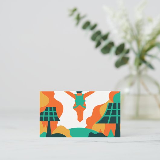 Skydiver Descending Over Solar Powered Landscape 名刺 (スタンド正面)