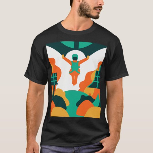 Skydiver Descending Over Solar Powered Landscape Tシャツ (正面)