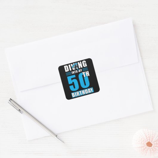 Skydiver Gift 50th Birthday スクエアシール (封筒)