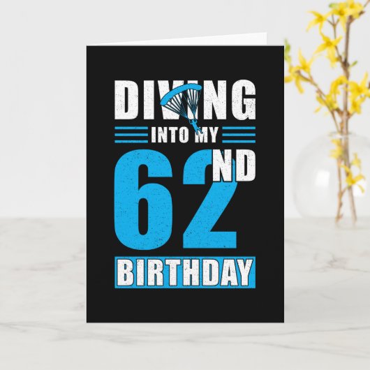 Skydiver Gift 62nd Birthday カード (黄色い花)