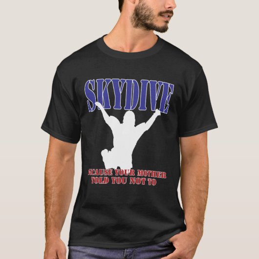 Skydivingのワイシャツのシルエット(暗い) Tシャツ (正面)