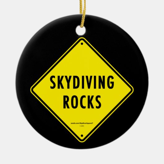 SKYDIVINGは交通標識を揺すります セラミックオーナメント (正面)