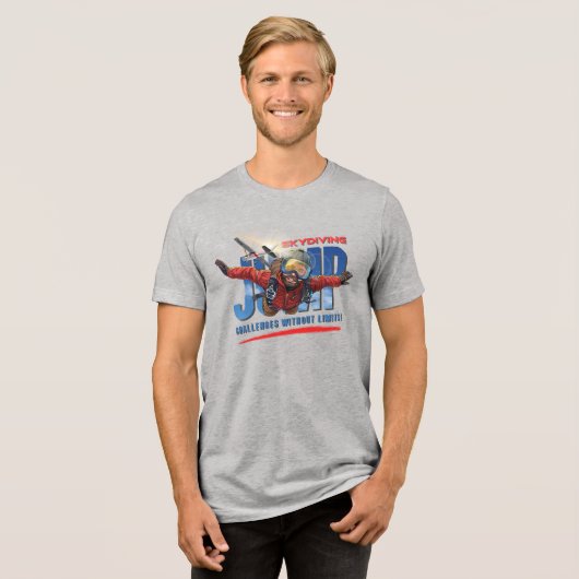 Skydiving-Feel Freedom Above the Clouds | Men's トライブレンドTシャツ (正面全面)