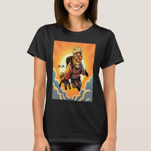 Skydiving Instructor Sunset Skydiving Dad Tシャツ (正面)