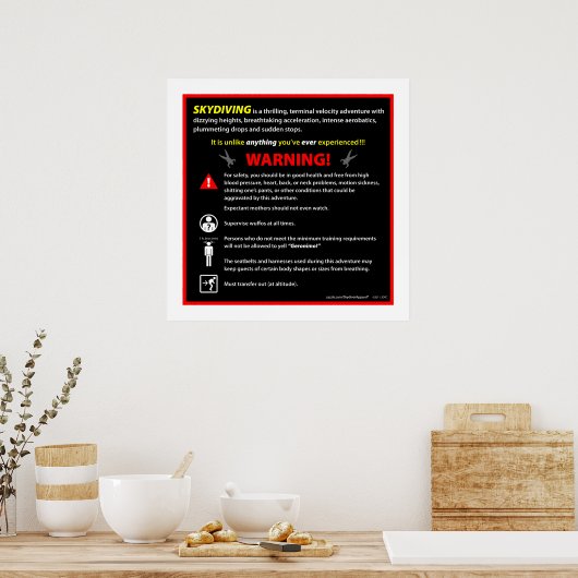 SKYDIVING Theme Park Warning Sign ポスター (キッチン)