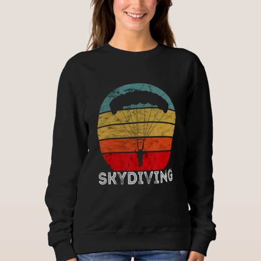 Skydiving Vintage Retro Skydiver Paragliding Parac スウェットシャツ (正面)