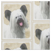 Skyeテリアの絵画-かわいい元の犬の芸術 ファブリック (クローズアップ)