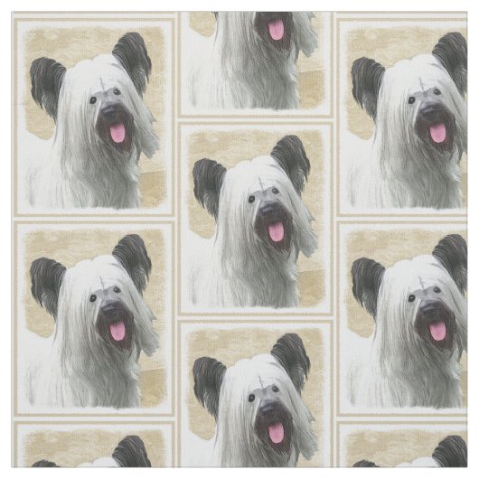 Skyeテリアの絵画-かわいい元の犬の芸術 ファブリック (見本)