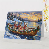 Skye Terrier Christmas Boat Holiday カード (黄色い花)