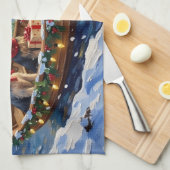 Skye Terrier Christmas Boat Holiday キッチンタオル (四つ折り)