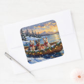 Skye Terrier Christmas Boat Holiday スクエアシール (封筒)