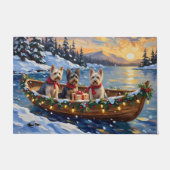Skye Terrier Christmas Boat Holiday ドアマット (正面)
