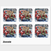 Skye Terrier Christmas Red Truck Holiday スクエアシール (シート)