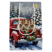 Skye Terrier Christmas Red Truck Holiday ミディアムペーパーバッグ (裏面)