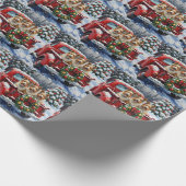 Skye Terrier Christmas Red Truck Holiday ラッピングペーパー (角)